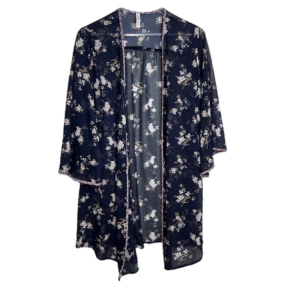Long Sleeve Floral Cardigan Cover Up - Picture 1 of 6